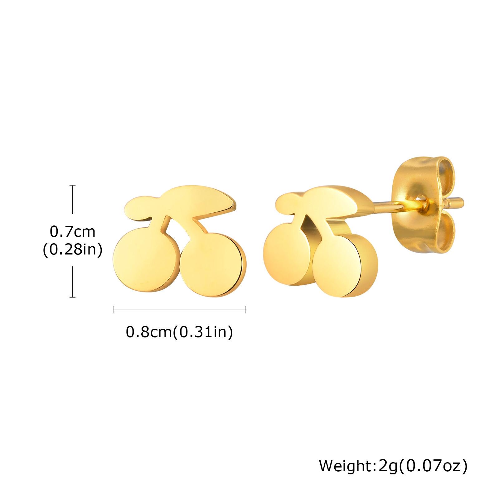 

Stainless Steel Cherry Stud Earrings, Gold Plated Cute Fruit Earrings for Women Birthday Gift