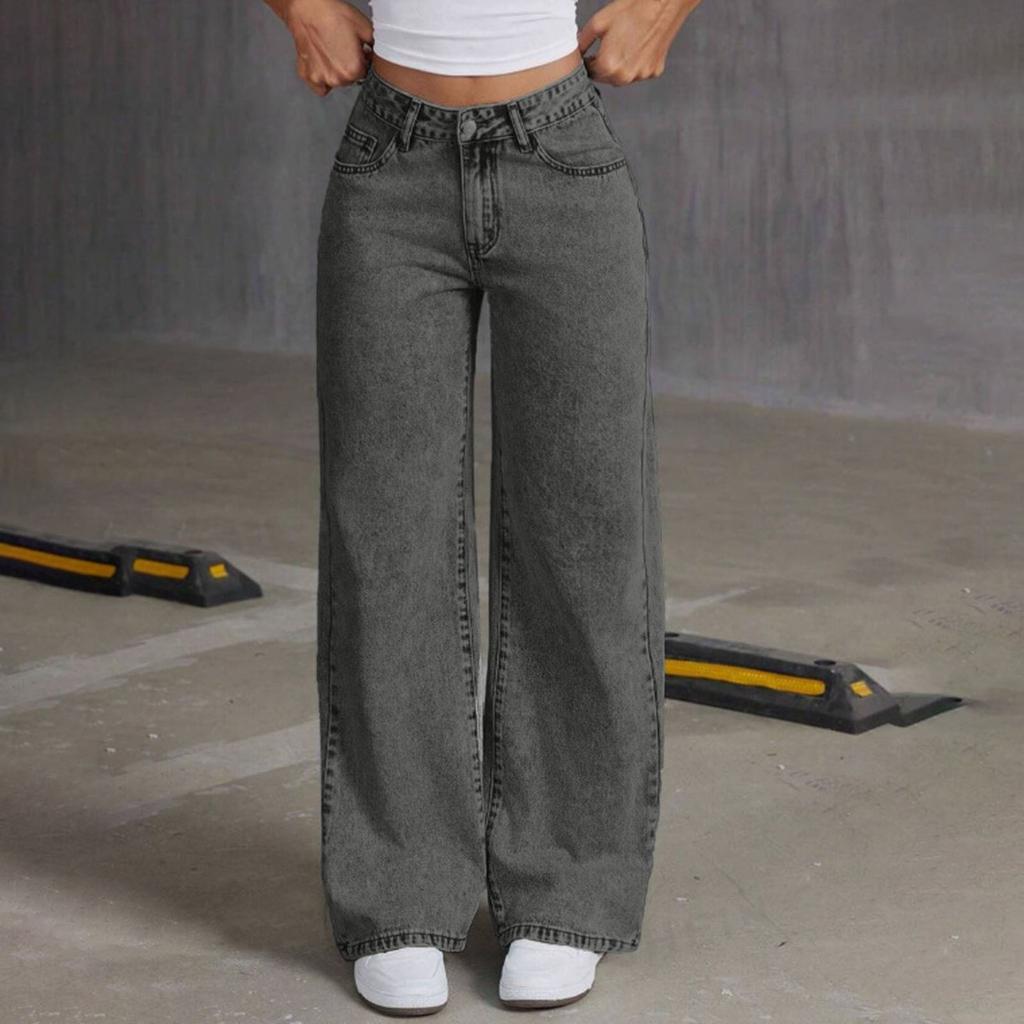 Bow Embroidered Jeans Sweet And Spicy  High Waist Straight Loose Trousers