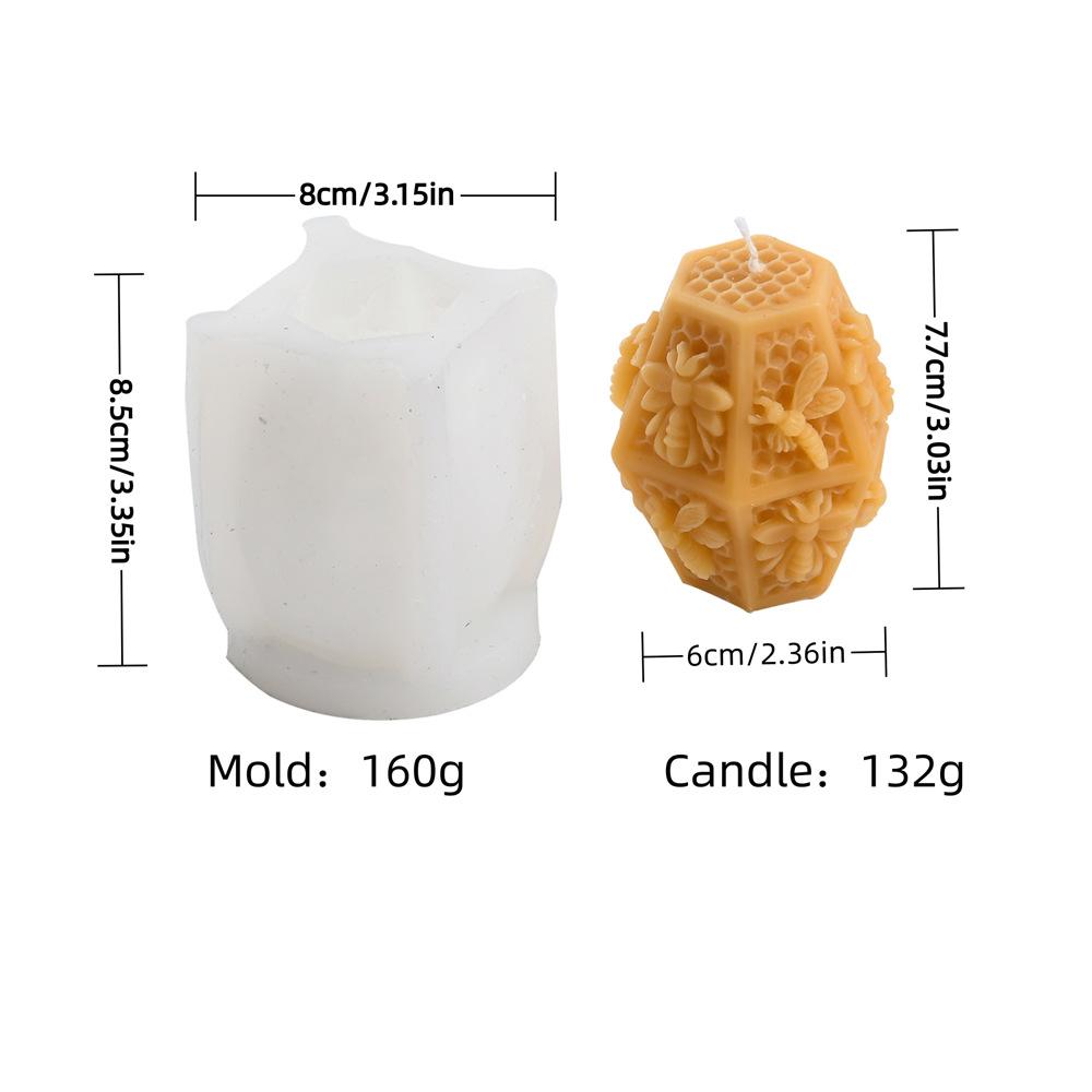 3D Hexagonal Beehive Candle Mold DIY Flying Bee Honeycomb Aromatherapy Gypsum Mold Bread and Candy Baking Tools