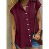 Women Cotton Shirts Vintage Solid Color Short Sleeve Button Harajuku Loose Blouses and Tops Casual Ladies Tunic Oversize T-Shirt