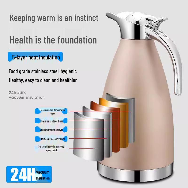 304 Stainless Steel Insulated Kettle, Large Capacity, European Style Hot Water Kettle