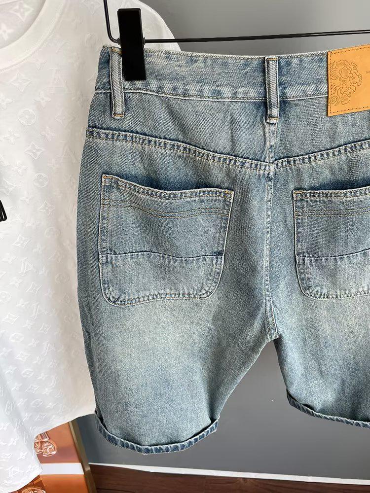 Pánske trendy voľné rovné džínsy so vsadkami na jar a jeseň