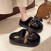 Fairy Wind Bow Slippers Female 2025 Autumn and Winter Fashion Girl Heart Indoor Warm Ins Plush Cotton Slippers
