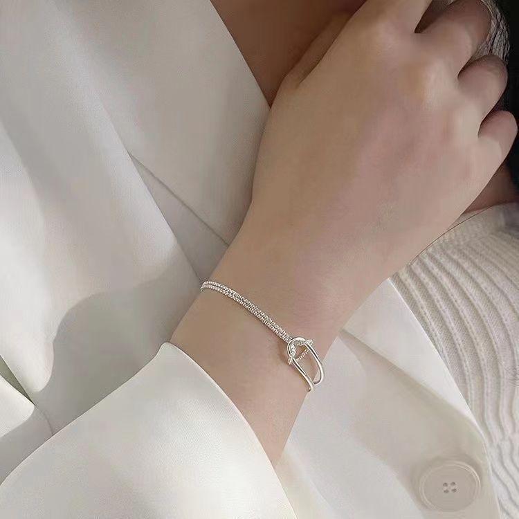 Geometric Splicing Half Bracelet Bracelet Women's Fashion Simple Personality Versatile Ins Wind Rope Knot Jewelry Women