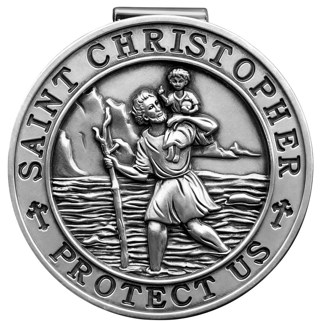 PloreWay Saint Christopher Medal Car Metal Saint Christopher Visor Clip Talisman for Safety Car