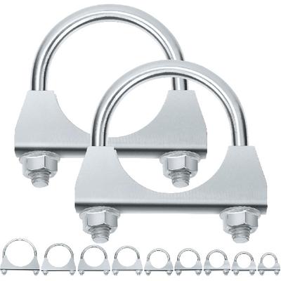 Swpeet 2Pcs Galvanized 2" - 50Mm Exhaust U Clamp Kit, Galvanized Muffler U-Bolt Clamps, Universal Heavy Duty U-Bolt Muffler Clamp Ideal For Tip Pipes