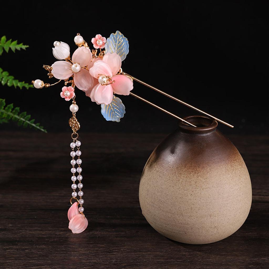 Ancient Flower Hairpin Chinese Style Flower Tassel Hair Stick Light Luxury Jewelry Hair Accessories Girls Trendy Headwears