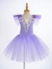 Girls Princess Tutu Dress with Flying Sleeves & Lace Flower Decor, Adjustable Spaghetti Straps, Mesh Skirt + Headdress for Dance Party