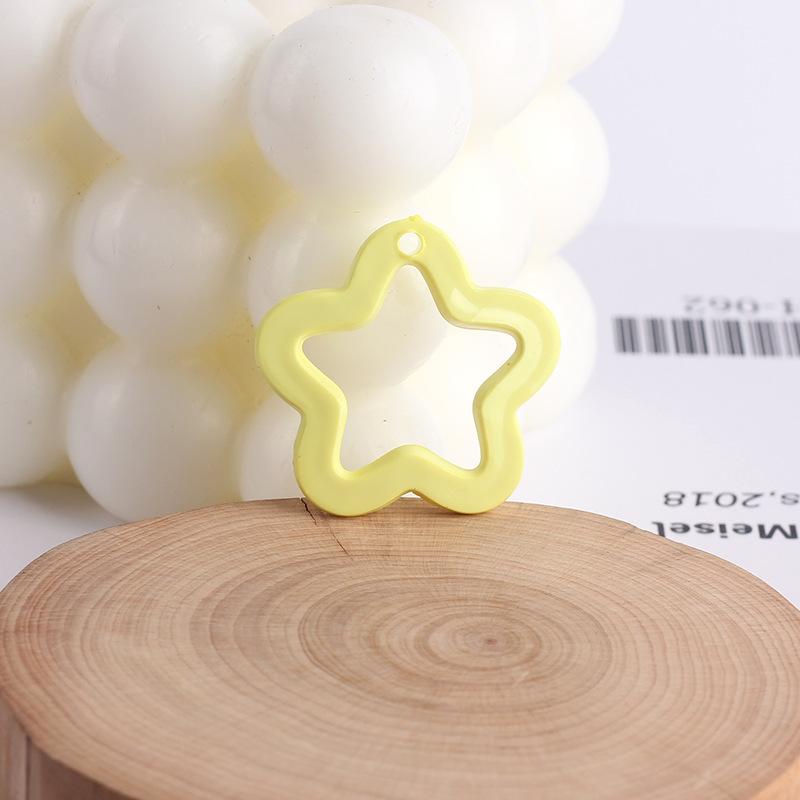 30x29mm Macaron Color Solid Hollow Cartoon Star Charms With Hanging Hole Acrylic DIY Earrings Ornaments Jewelry Accessories