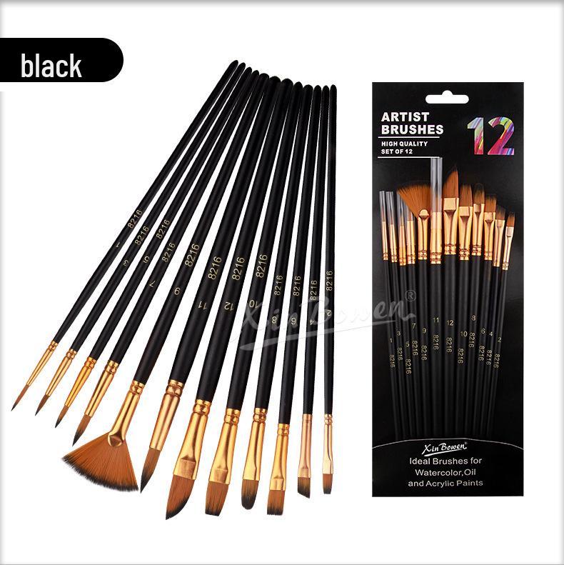 10-Piece Nylon Oil & Acrylic Paint Brush Set for Students