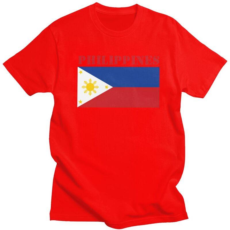 Custom Philippines Flag Tshirts for Men Short Sleeves T Shirt Fashion Tshirt Loose Fit Pure Cotton Tees Gift
