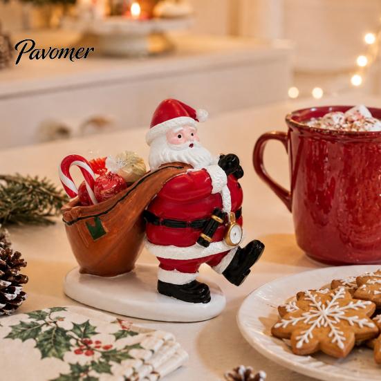Indoor Christmas Ornament Santa Claus Candy Bowl, Resin Tabletop with Holiday Festive Decoration Storage Slot, Creative Desktop Organizer for