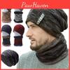 Warm Kids Men Knitting Wool Beanie Hat Bib Scarf Set Thicken Neck Cap Ski