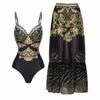 Womens Vintage French Style High-Waisted One Piece Swimsuit With Skirted Overlay Tummy Control Removable Padded Bra Quick Dry