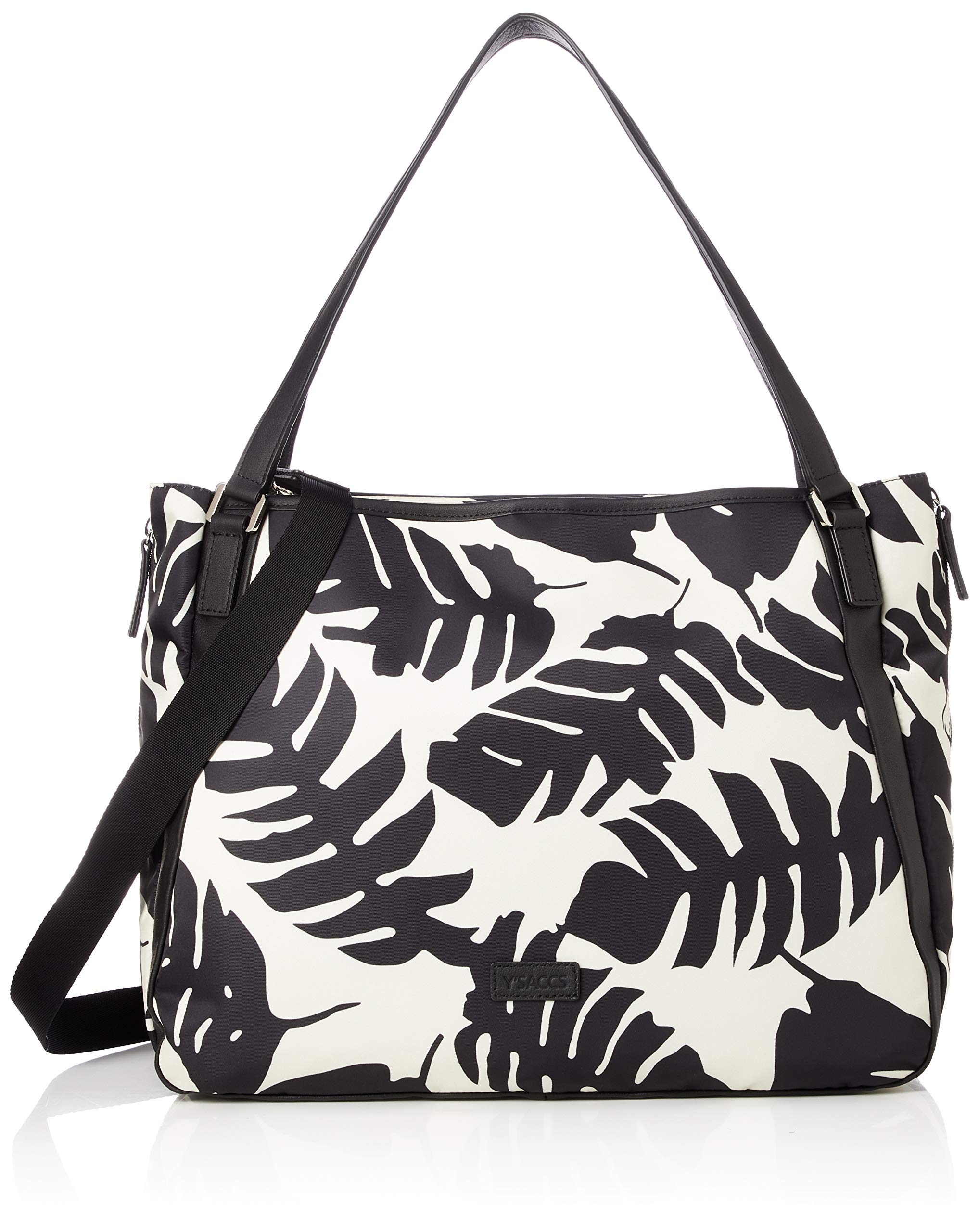 

Botanical pattern 2way neat tote L size White [Isaac] Y01-01-13