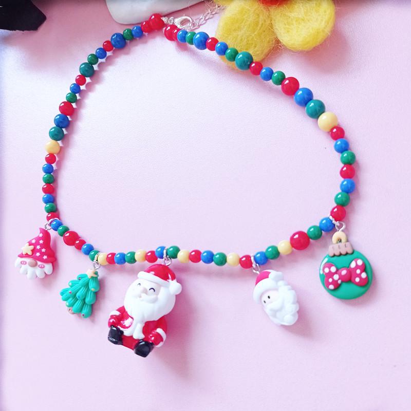 

Handmade Christmas Beaded Santa Necklace Choker for Women & Children