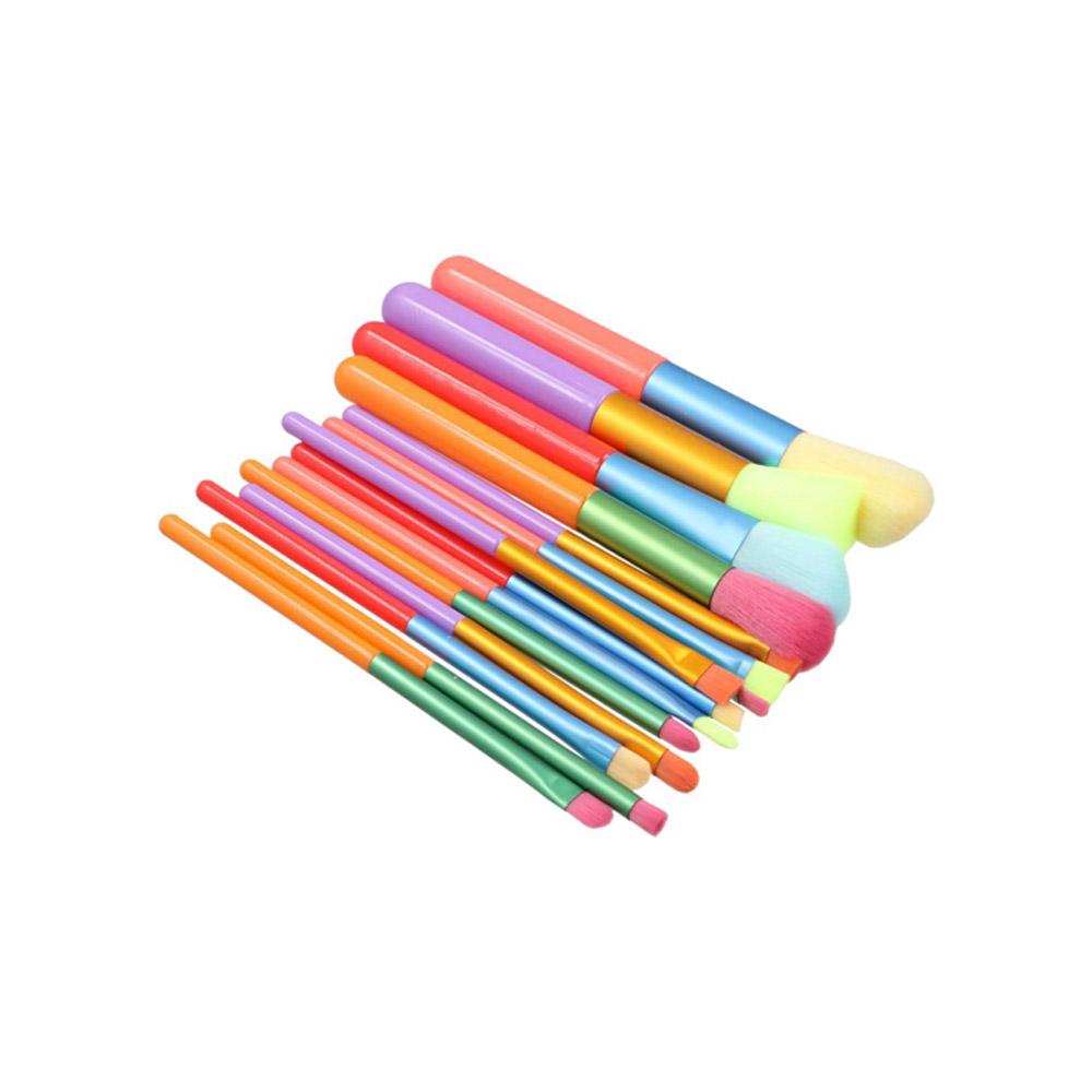 15Pcs Rainbow Rainbow Makeup Brushes Synthetic Hair Colourful Make Up Brush Set Makeup Beginner