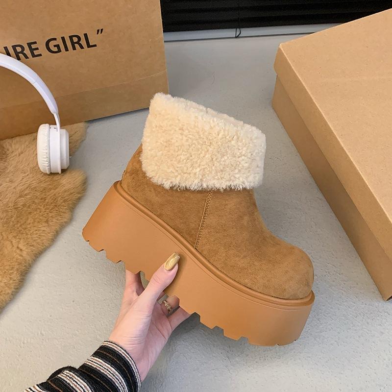 Premium Retro Thick Sole Heightened Thick Velvet Thickened Warm Snow Boots Women's 2025 Winter New Small Cotton Boots
