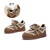 Leather velvet German training shoes women's winter flat-bottomed warm Forrest Gump shoes casual little white shoes flip women's shoes