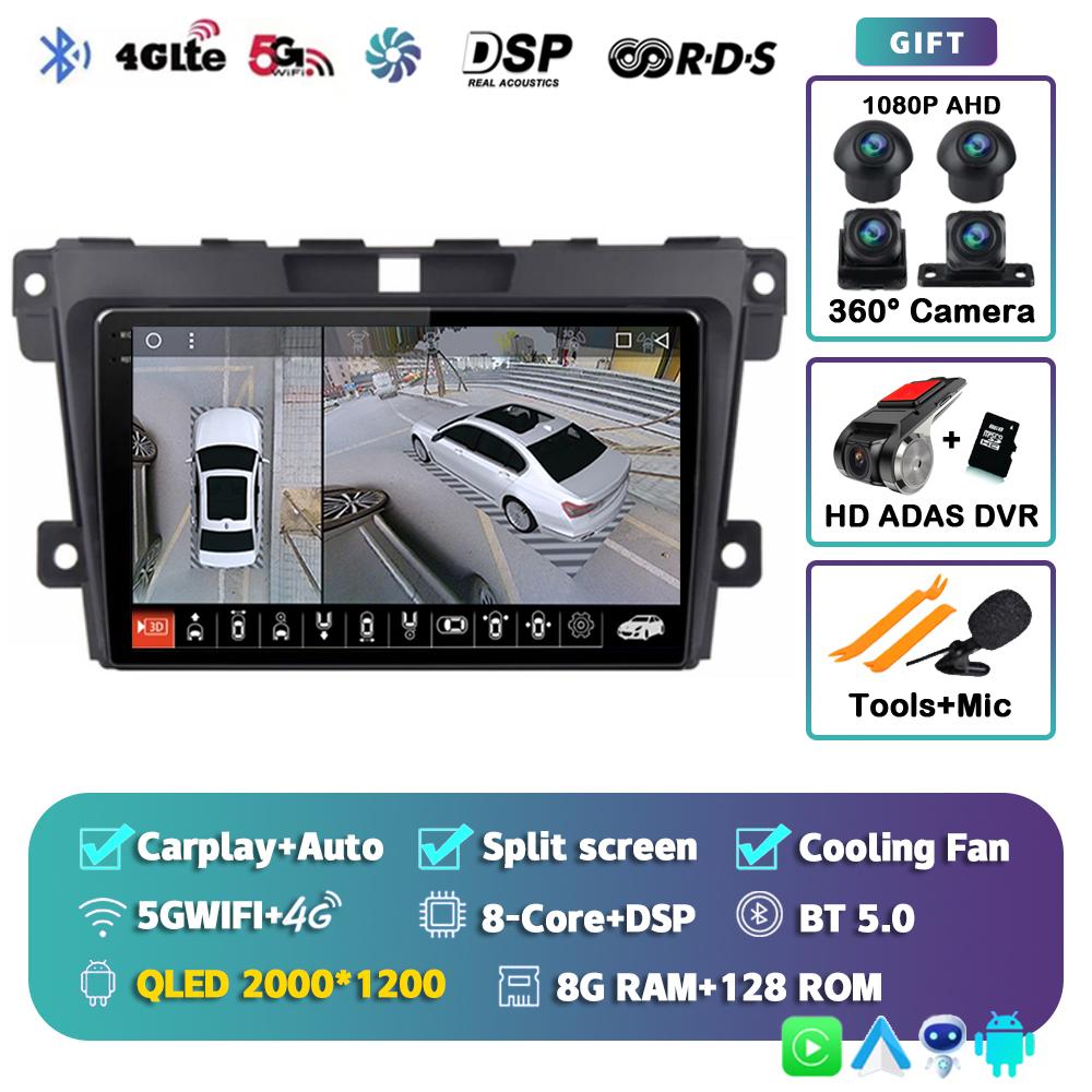 Android 14 Carplay Auto Car Radio For 2007 2008 2009 2010 2011 2012 2013 2014 MAZDA CX-7 CX 7 Multimedia Player Video Stereo DSP