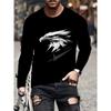 Men's 3D Stripe Printed Long-sleeved T-shirt, Comfortable, Breathable and Versatile Men's Top