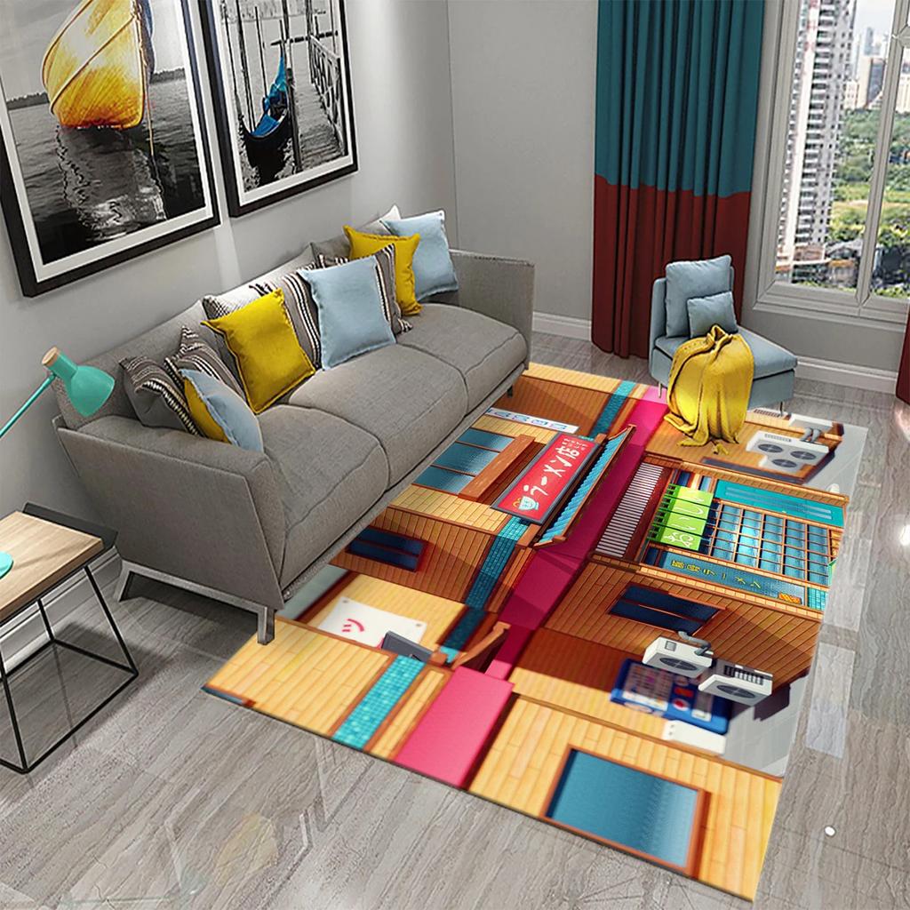Kids Cartoon Carpet Colorful Graffiti Rug Teens Street Hip Hop Rectangle Area Rugs Bedroom Mats Flat Mat Living Room Door Mat