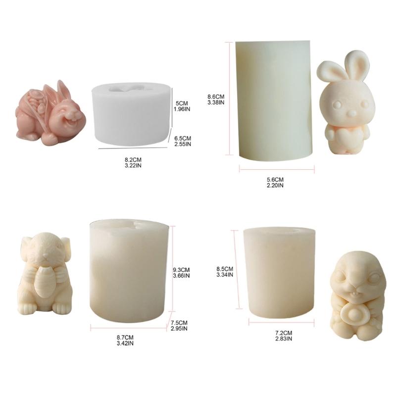 Easters-Rabbit Molds Rabbits Silicones Candle Molds Cute 3d-Rabbit Molds Resins Soap Molds Candle Scented-Making Supply