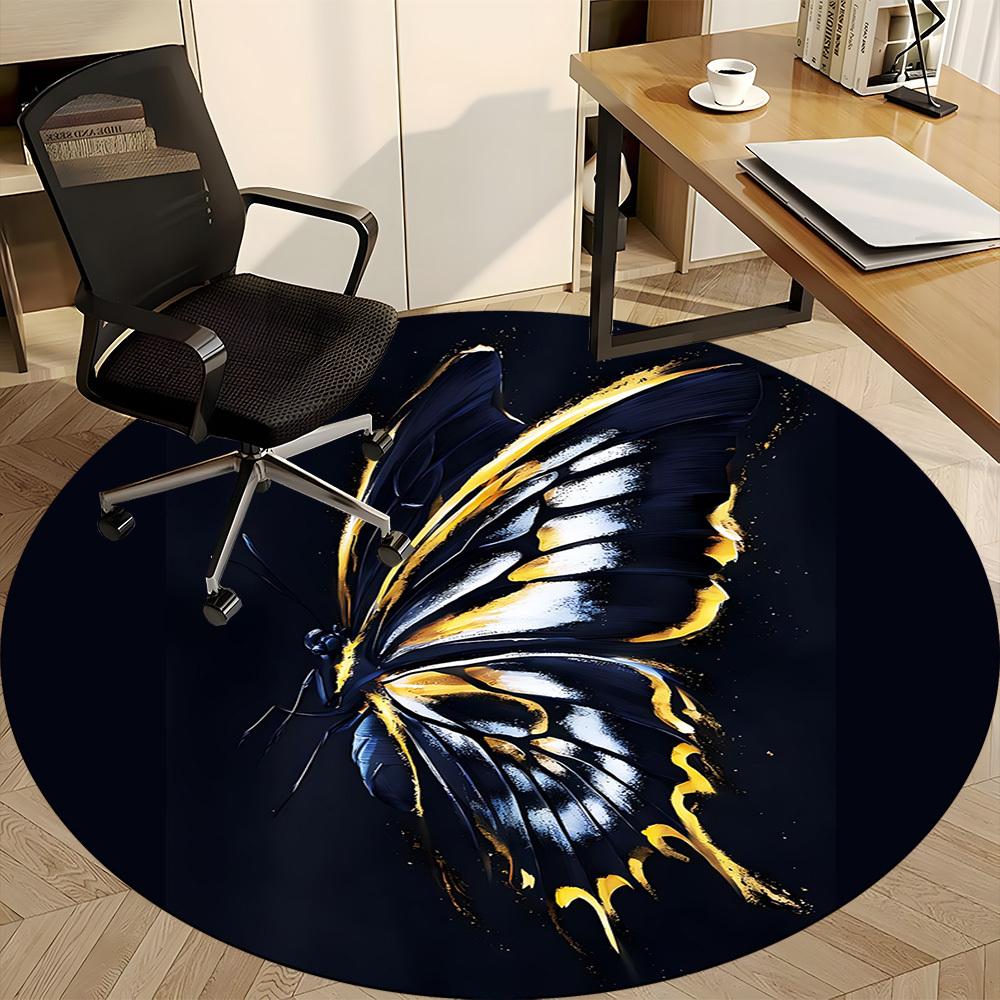 1pc Butterfly Wings Office Round Area Rug, Indoor Mat Suitable For Office, Under Office Chairs Bedroom Living Room Home Decor, Room Deco