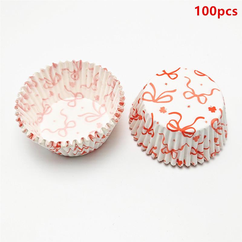 

Bow Cake Cups 100PCS Cupcake Molds Paper Holder Liners for Pastry Events Kids Party Bakeries
