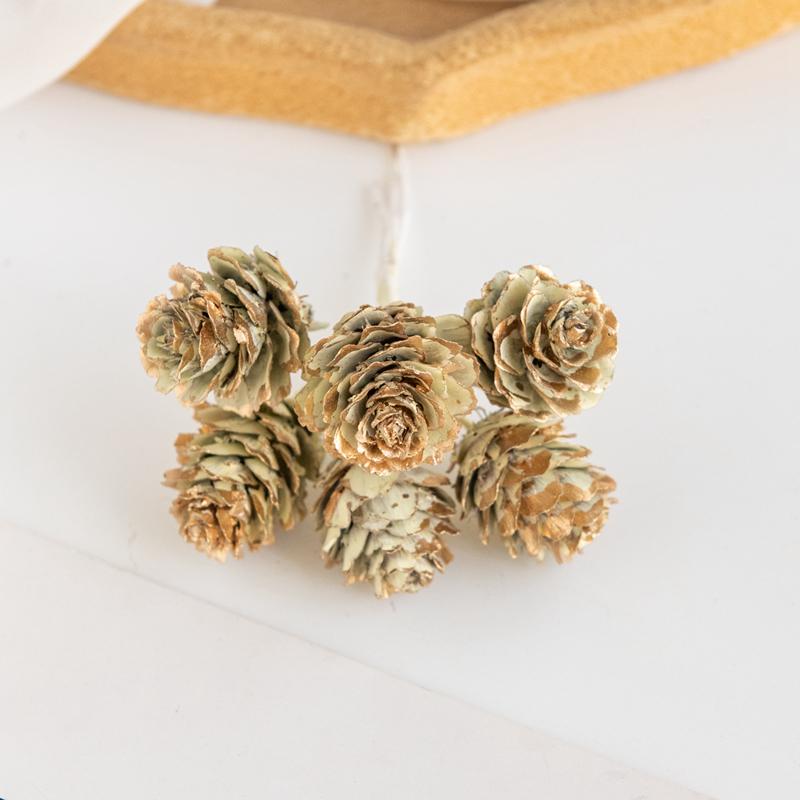 Artificial Plants Golden Fake Pinecone For Christmas Tree Decoration Wreaths Accessory Diy Wedding Home Decor Mini Bouquet