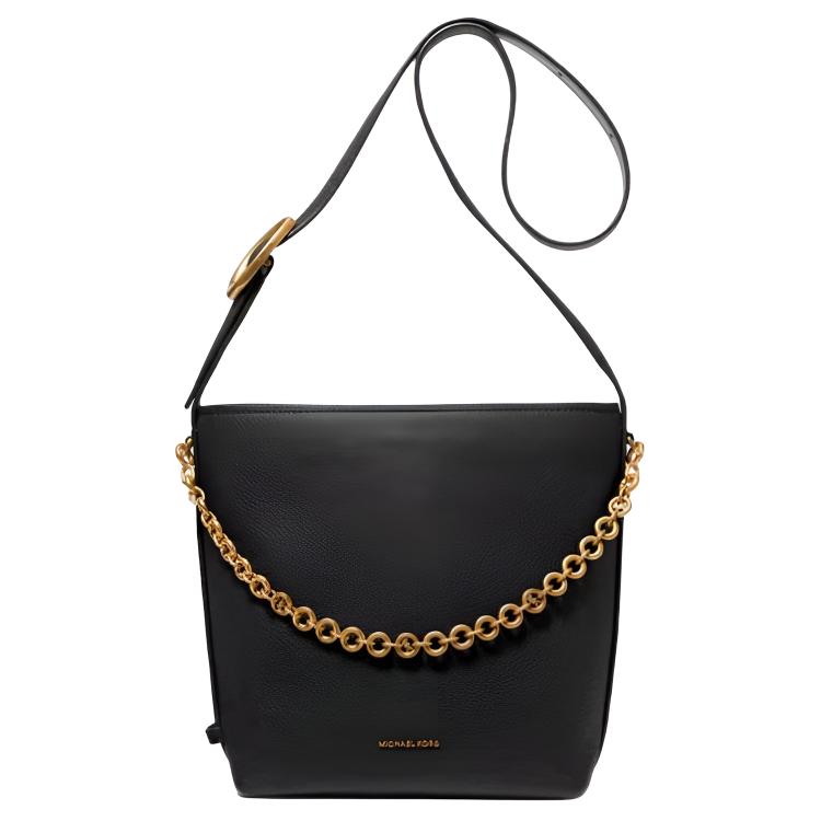 

Michael Kors Nolita Adjustable Strap Leather Bucket Bag Crossbody Small Women bags Black 30T6AUEM5L-BACK Shopping Bag Set(Basic Set+Shopping Bag)