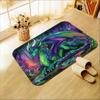 Green and Purple Dragon Rug - Fantasy Animal Non-Slip Floor Mat for Bedroom - Washable Indoor Outdoor Entryway Carpet Rug