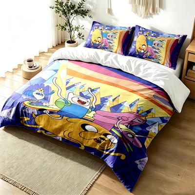 Adventure Time 3pc Duvet Cover Set Simple Modern Bedding Set Wrinkle Resistant Soft Fabric All Season Use a Perfect Gift
