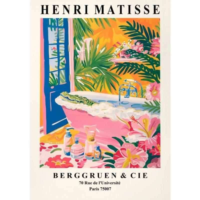 Matisse Animals In The Bathroom Poster Wild Animals Matisse Art Painting Wall Decor Colorful Wall Decoration Canvas Prints Gift