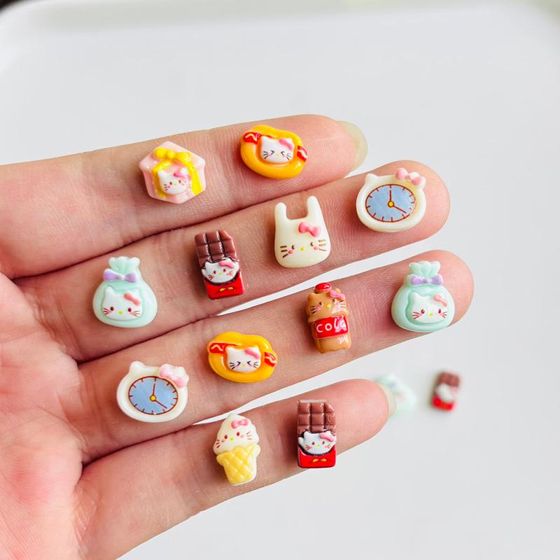 60 Pieces Of Cartoon Resin Food Toy Cat Rhinestone Decoration Diy Accessories, Suitable For Nail Art And Jewelry Making A151