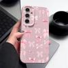 Stoßfeste schlanke Handyhülle mit rosa Schleifendruck für Samsung S25 S24 FE S23 Ultra S22 A56 A36 A16 A55 A26 A35 Ledertextur TPU Weiche matte Bumperabdeckung