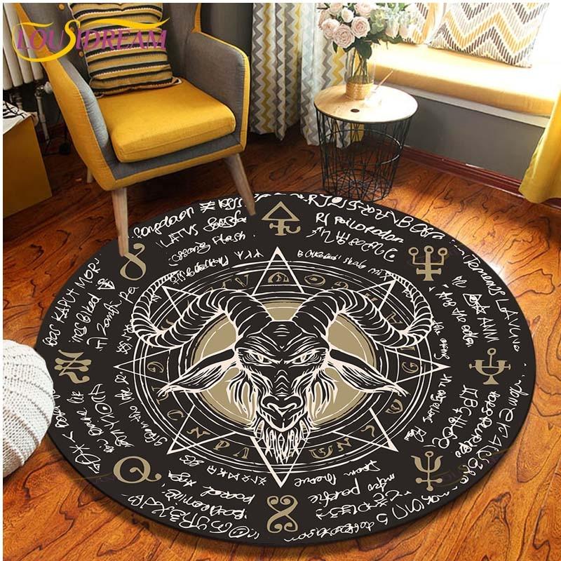 Satan Skull 3D Print Waterproof and Non-slip Circle Cute Floor Rug Round Area Rugs Living Room Children Chair Tent Carpets