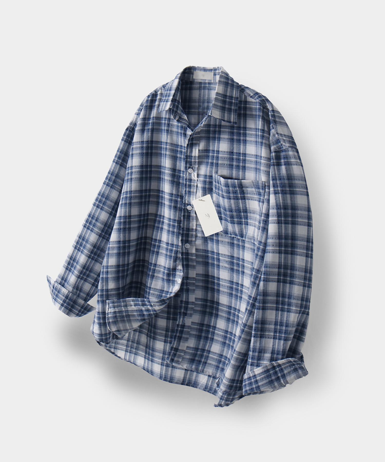Mood Inside Light Tartan Check Shirt_Blue M