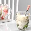 350ml Double Wall Glass Cup Anti-Scalding Coffee Mug Creative Flower Cup  Home&Office