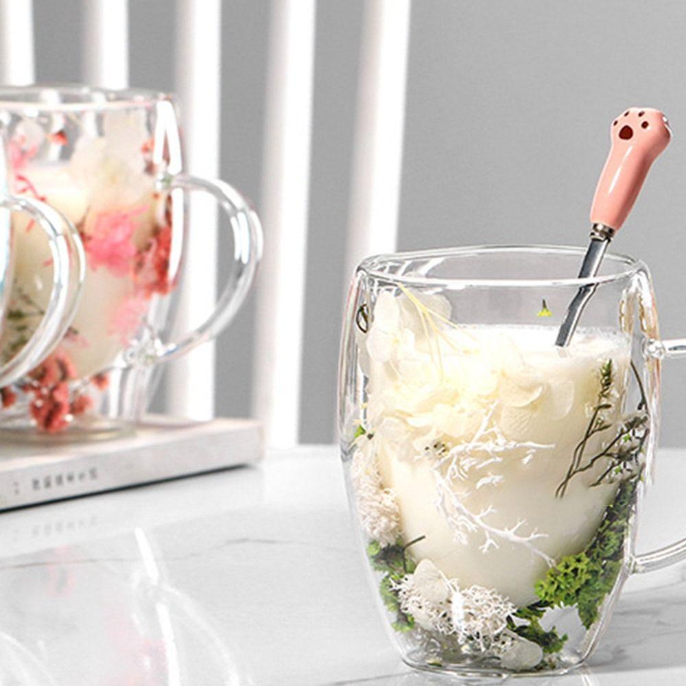 350ml Double Wall Glass Cup Anti-Scalding Coffee Mug Creative Flower Cup  Home&Office