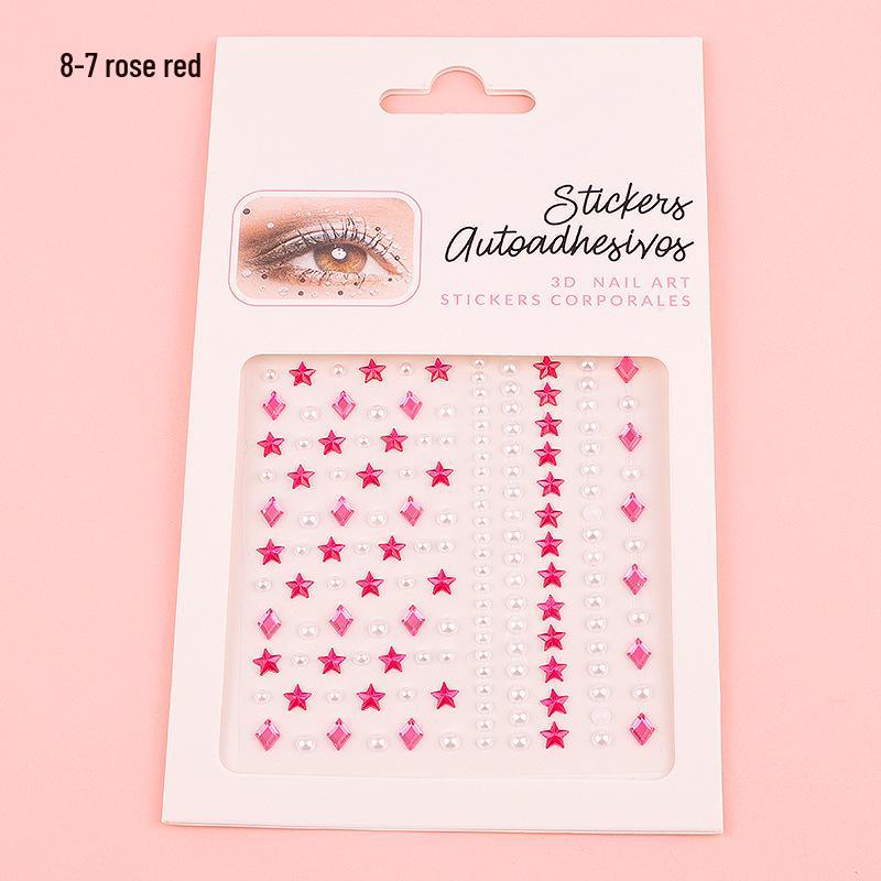 DIY Cross-Border Face, Eye, Brow, and Nail Decor Stickers with Pearls and Diamonds