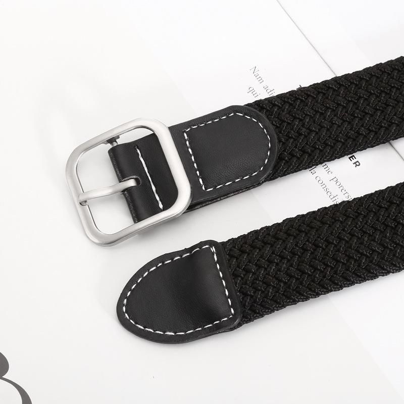 Unisex Elastischer Gewebegürtel im koreanischen Stil mit Dornschließe aus Leder - Kein Stanzen, vielseitiger lässiger Hüftgurt für Herren-Canvas-Hosen