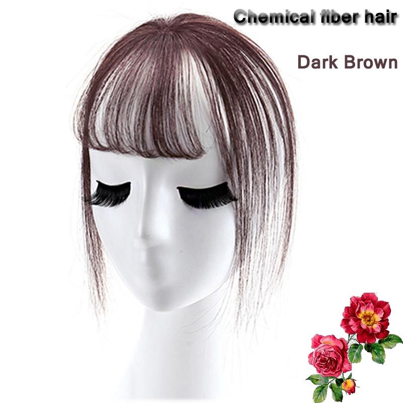 

Черные, светло-коричневые накладные челки для женщин, накладные волосы на заколке с челкой, синтетическое высокотемпературное волокно 8inch