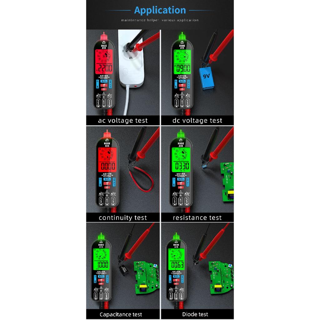 BSIDE A1/A1X Smart Digital Multimeter Electronic USB Tester Breakpoint AC DC Contactless NCV Charged Automatic Diode Capacitor