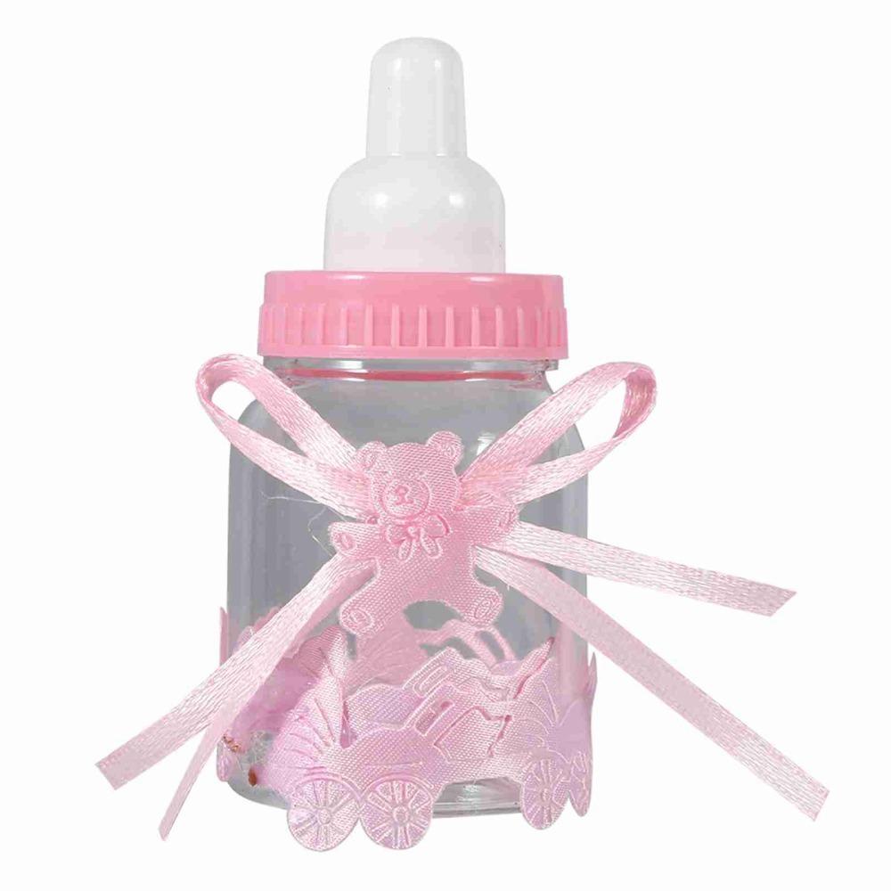 12pcs With Ribbons Candy Chocolate Bottles Mini Milk Bottles Candy Present Bottles  Home Party Decor розовый