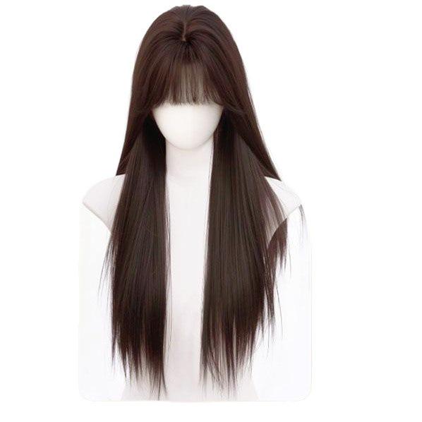 Natural Black Long Straight Synthetic Wig – Invisible Seamless, Fluffy, Volume-Boosting, Daily Wear for Women