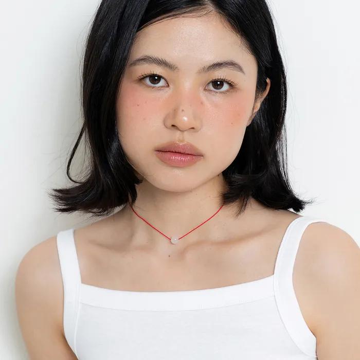 red string ball necklace