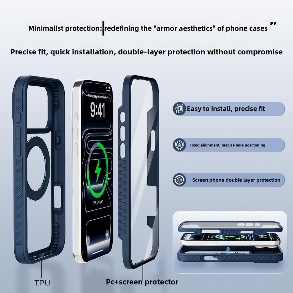 360° Full Protection Magnetic Stand Case for IPhone 18 Pro Max 17 Pro for Magsafe 9H Glass Screen Protector Clear Cover