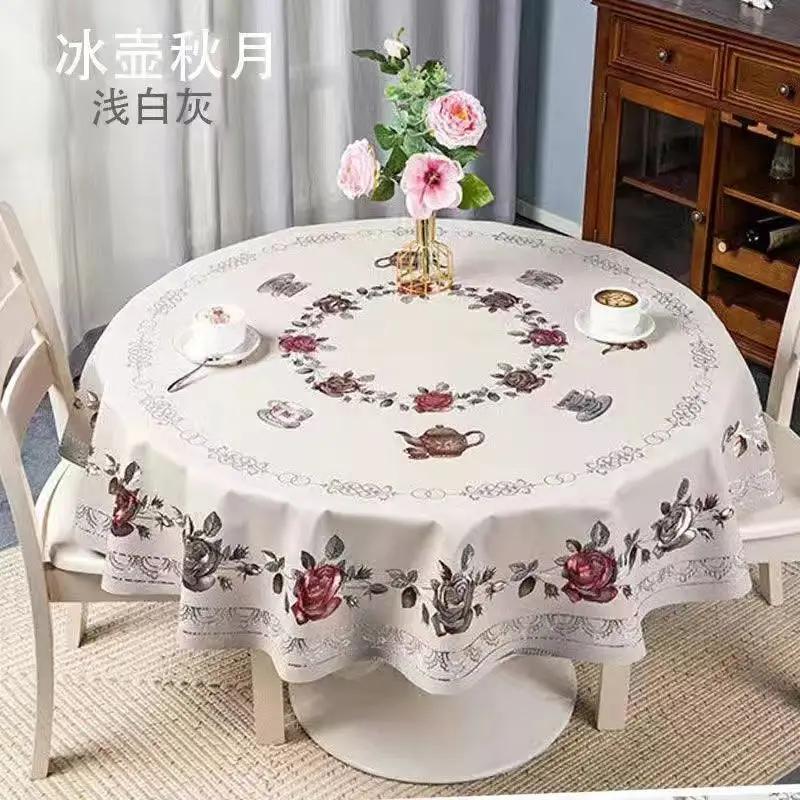 Thickened Circular Square Tablecloth Waterproof Oil Proof Washable PVC Desk Mat Simple Table Cloth for Household Dining Tables
