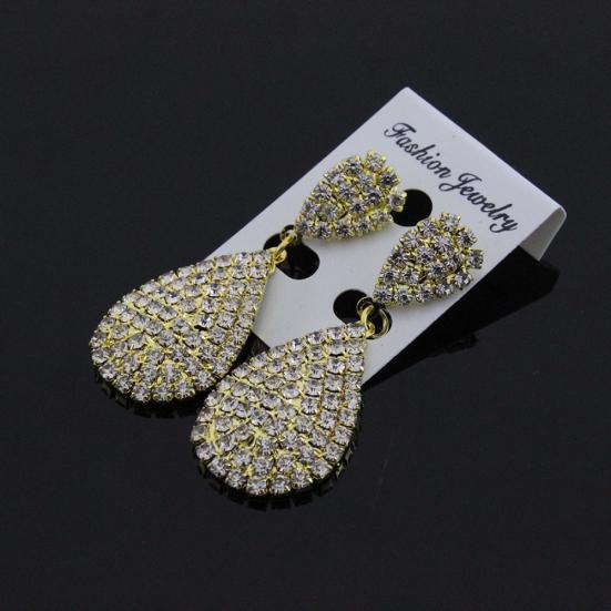 Women Creative Charm Water Drop Shaped Earrings Rhinestone Decoration Jewelry